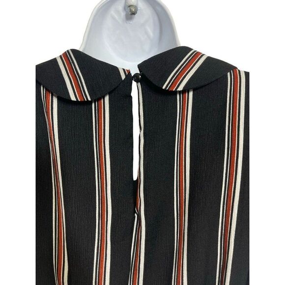 June & Hudson Striped Jumpsuit Womens Size S Black Belted Zip Side - Picture 5 of 7